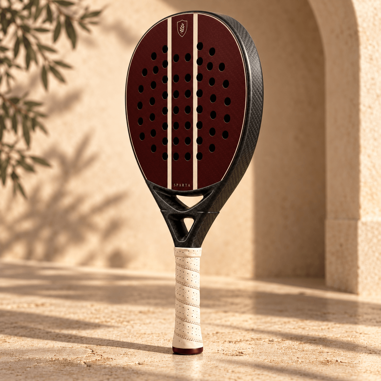 Three-quarter view of the KYROS SPARTA carbon padel racket